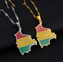 Bolivia map with flag Pendant Necklace