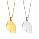 Tanzania Map with cities Pendant Necklace