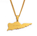 Saint Croix U.S. Virgin Islands Map Pendant Necklace