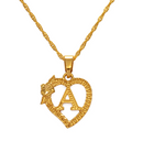 Initial Heart Flower Pendant Necklace