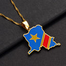 Democratic Republic of Congo Map with Flag Necklace