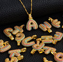 Initials Colored Stones Pendant Necklace