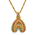 Initials Colored Stones Pendant Necklace