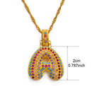 Initials Colored Stones Pendant Necklace