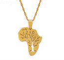 Africa Map with Tree Branches Necklace