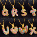 Initials Colored Stones Pendant Necklace