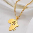 Africa Map with Gye Nyame Pendant Necklace