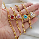 Heart Colorful Stone Ankle Bracelet