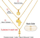 DEALS: Set of 3 - Initials / Africa map / Ankh Cross Necklaces