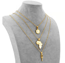 DEALS: Set of 3 - Initials / Africa map / Ankh Cross Necklaces