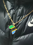 Mozambique Flag Africa Map Necklace