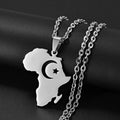 18K gold-plated Africa map necklace / Islamic symbols Moon and star Africa map necklace / Silver Africa map necklace for Men and Women