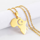 18K gold-plated Africa map necklace / Islamic symbols Moon and star Africa map necklace / Silver Africa map necklace for Men and Women