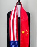 American Chinese mix flags Graduation stole / United States China flag graduation sash / International Student Abroad, China scarf shawl