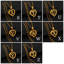 Initial Heart Flower Pendant Necklace