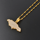 Jamaica Map with Rhinestone Pendant Necklace