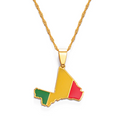 Mali Map with Flag Pendant Necklace
