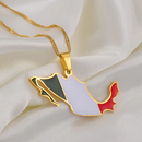 Mexico Map with Flag Pendant Necklace