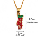 Portugal Map With Flag Pendant Necklace
