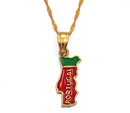 Portugal Map With Flag Pendant Necklace