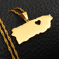 Puerto Rico Map With Heart Pendant Necklace