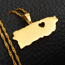 Puerto Rico Map With Heart Pendant Necklace