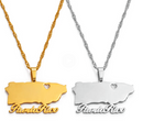 Puerto Rico Map Pendant Necklace