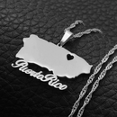 Puerto Rico Map Pendant Necklace