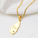 Saint Lucia Map with Heart Pendant Necklace