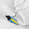 Bahamas Map with Flag Pendant Necklace