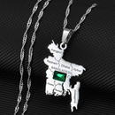 Bangladesh Map with Green Stone Pendant Necklace