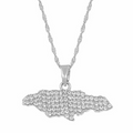 Jamaica Map with Rhinestone Pendant Necklace