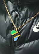 Ghana Flag Africa Map Necklace