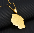 Tanzania Map with cities Pendant Necklace