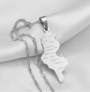 Tunisia Map with Cities Pendant Necklace