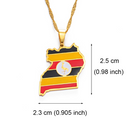 Uganda Map with Flag Pendant Necklace